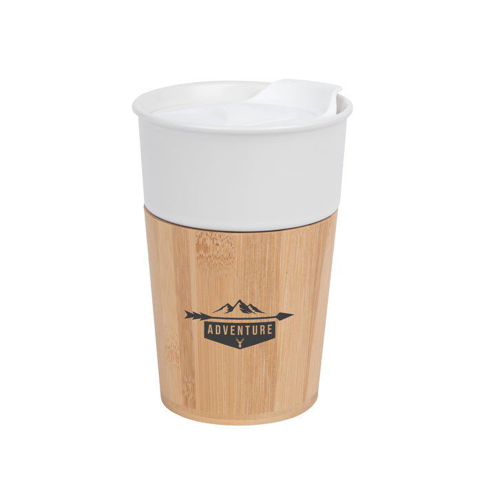 10 Oz. Ceramic Tumbler With Bamboo Base