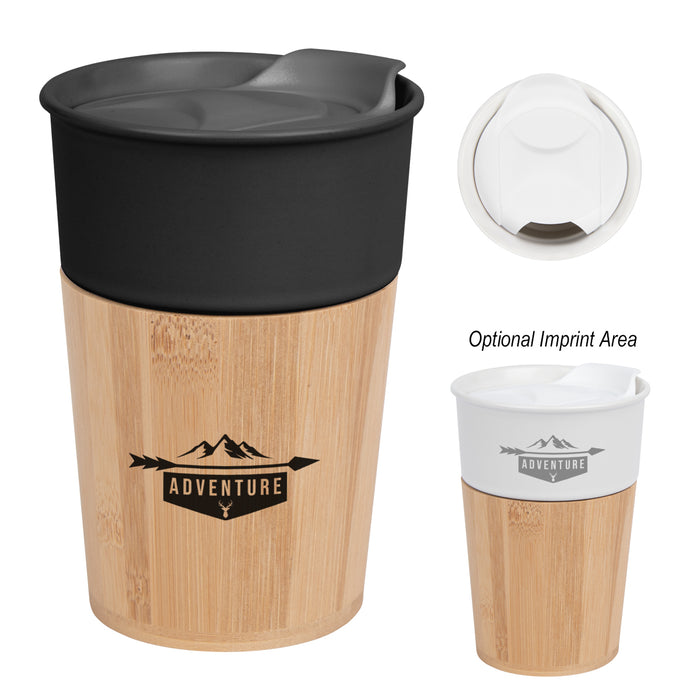 10 Oz. Ceramic Tumbler With Bamboo Base